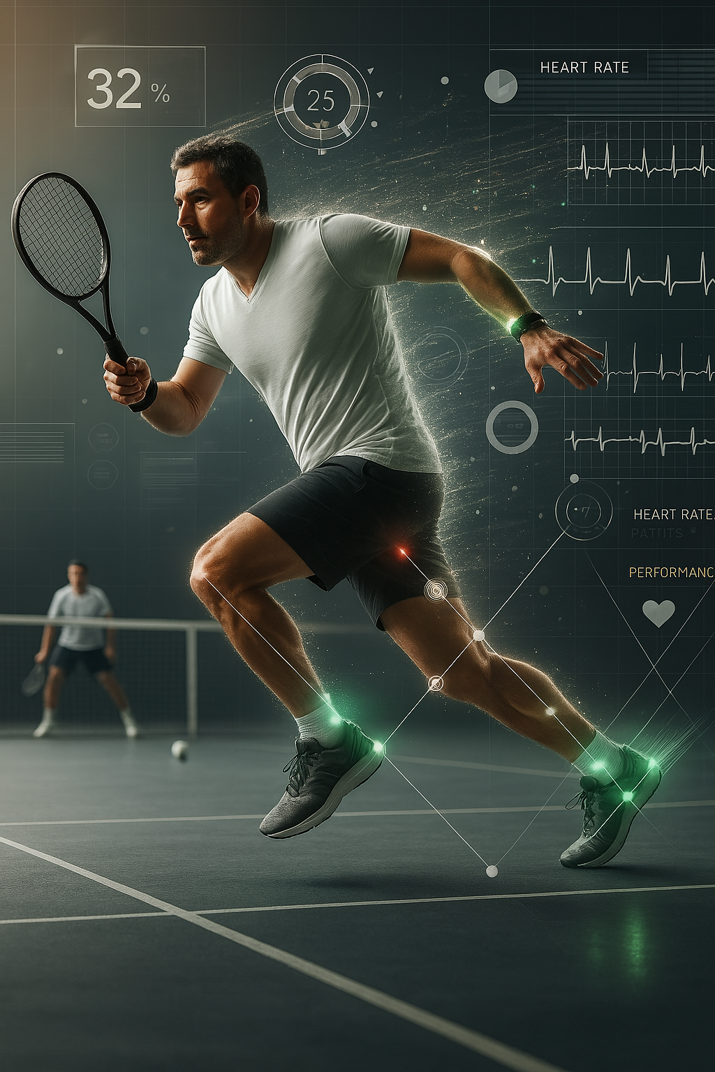 Tennis player with biometric data